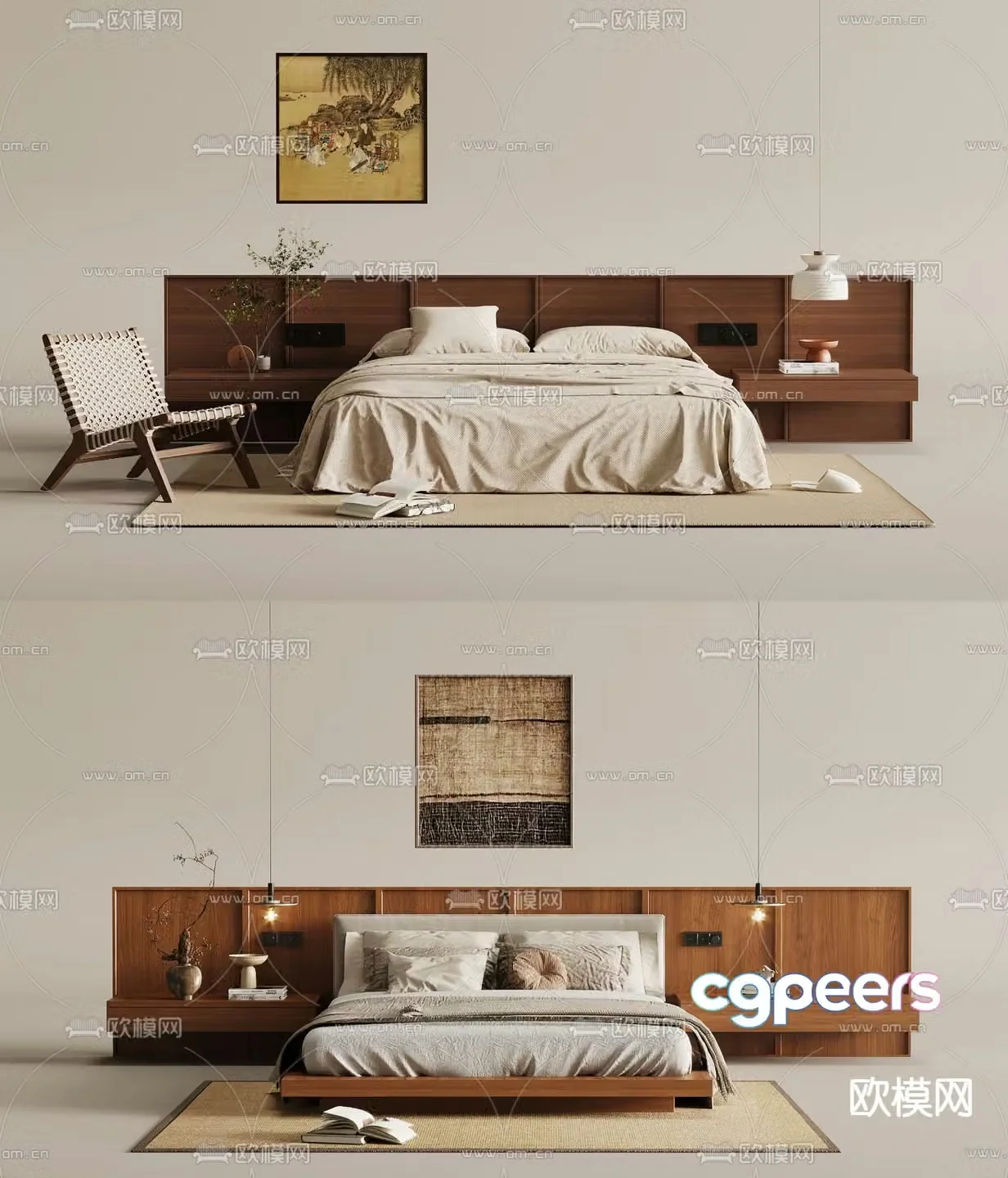 Medieval style double bed 3d model