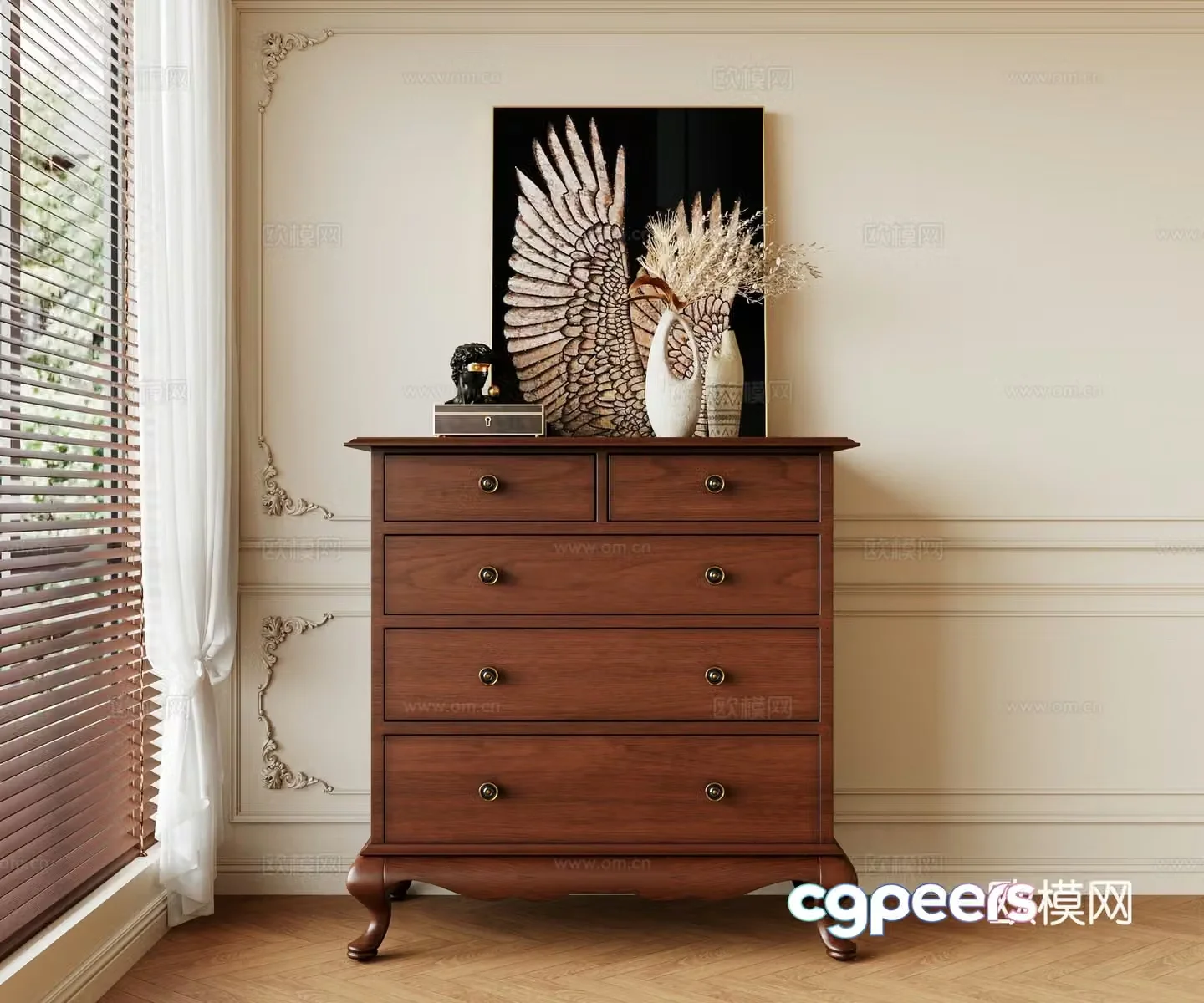 Medieval style chest of drawers 3D model