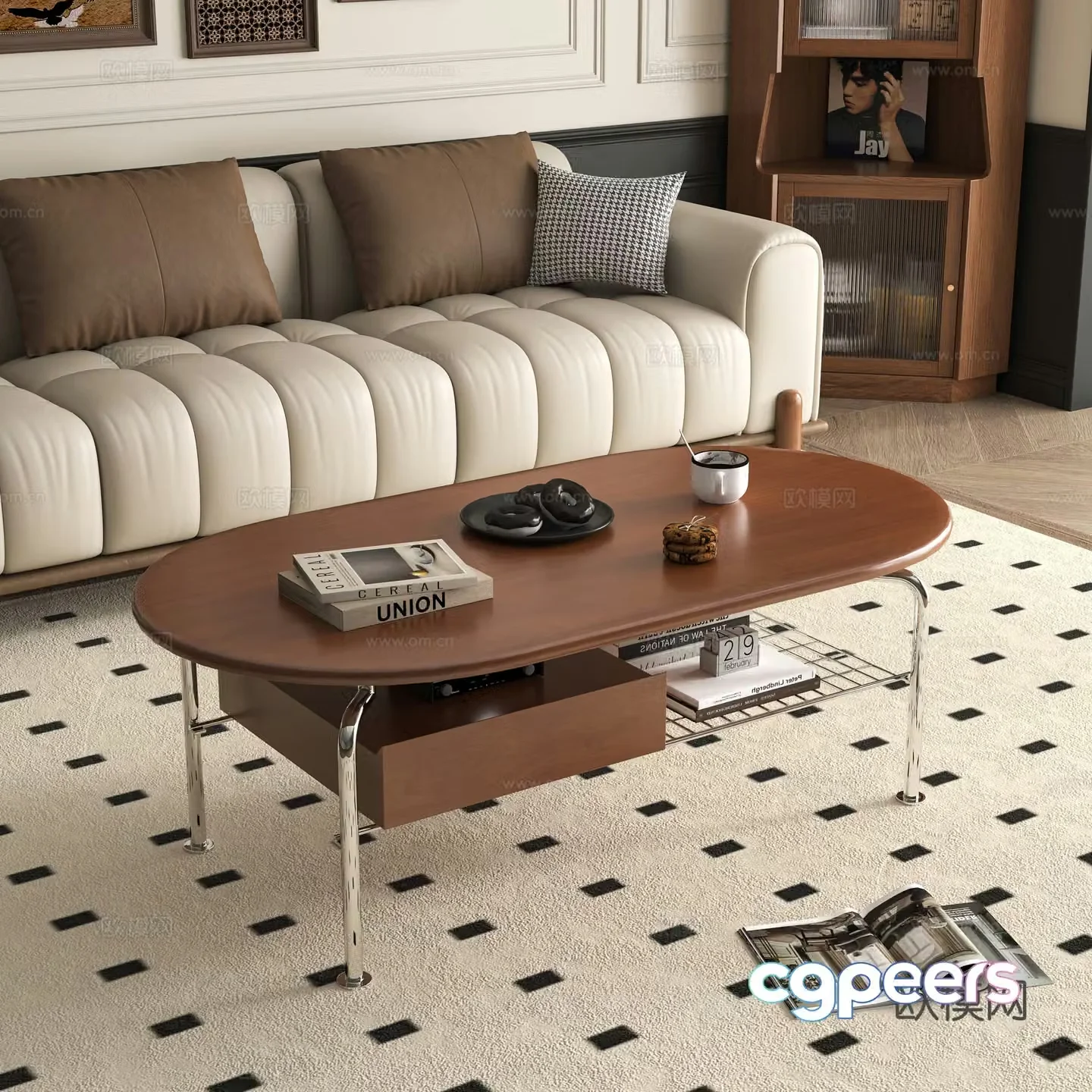 Middle-aged style coffee table 3D model