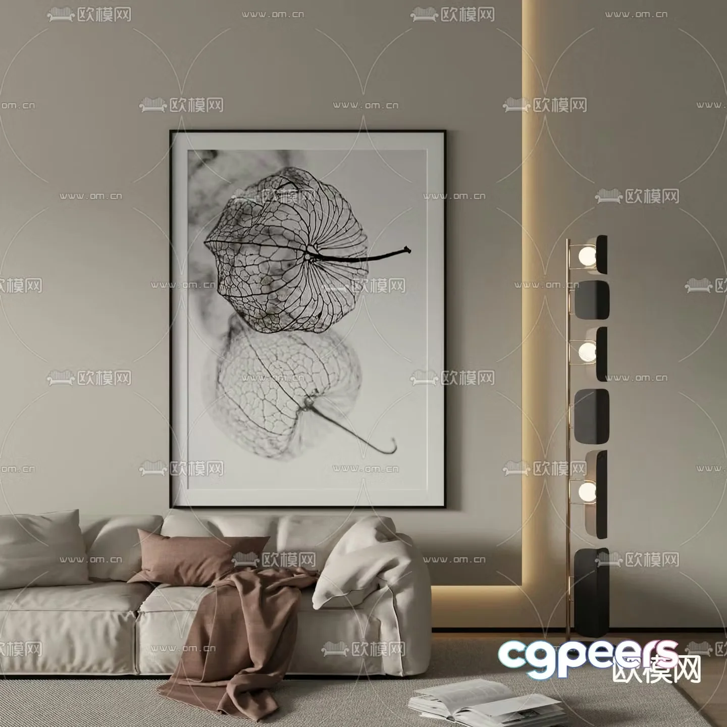 Decorative painting Abstract painting Black and white painting 3d model