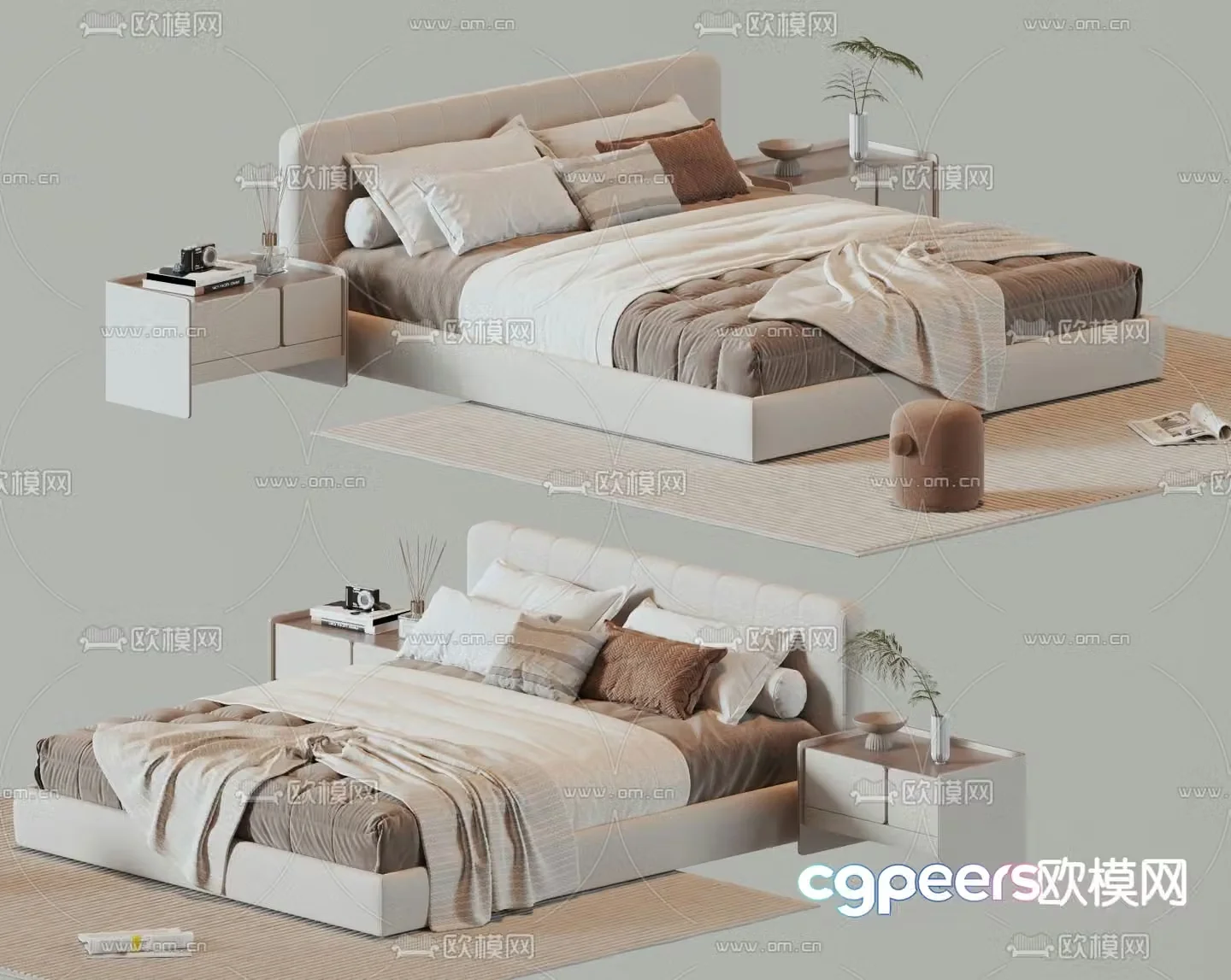 Modern double bed 3d model