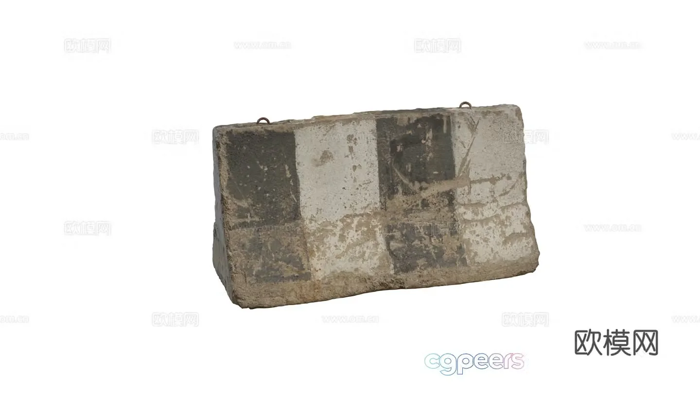 Modern stone stone concrete obstacle road stone pier partition cement obstacle combination 3D model