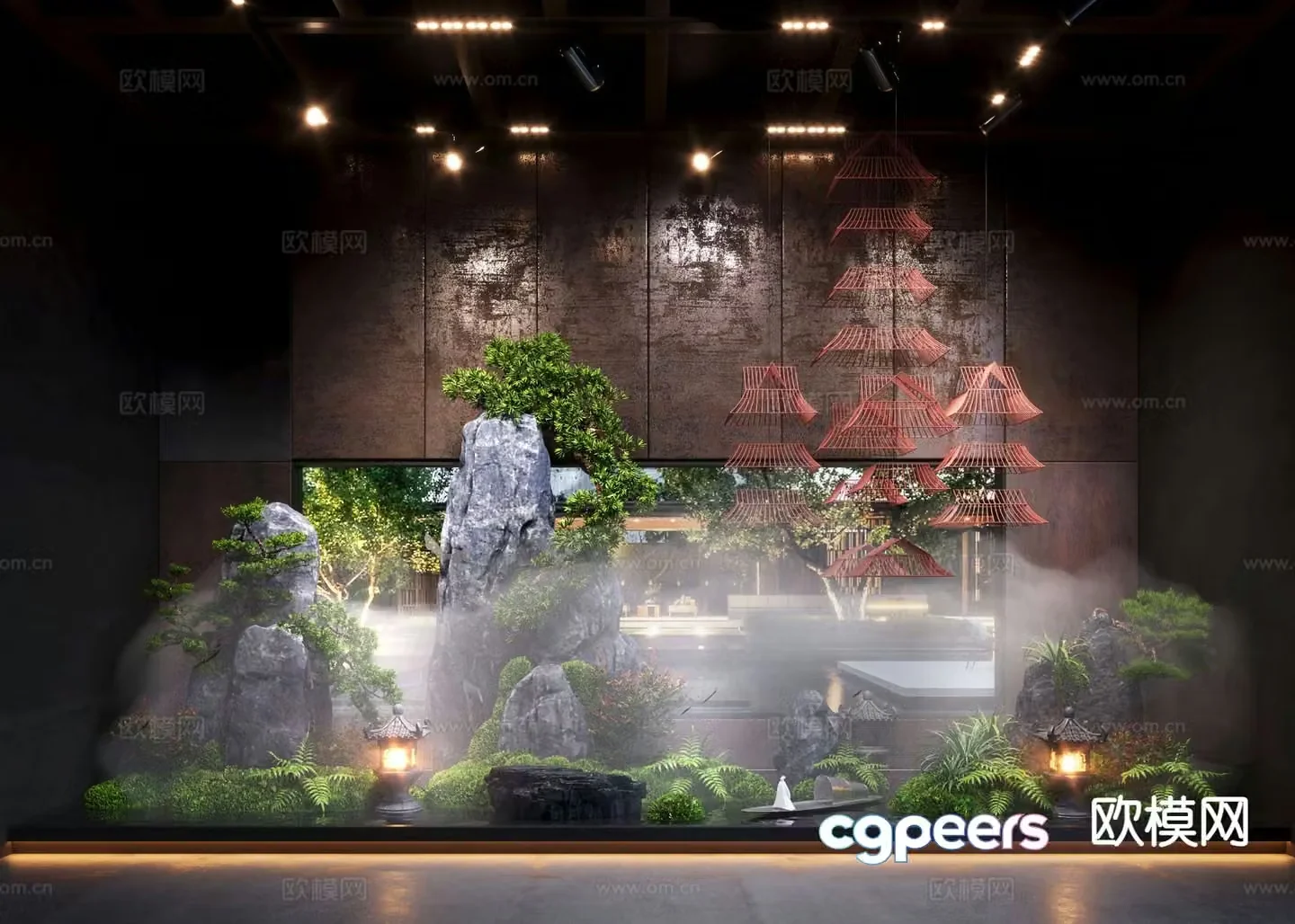 New Chinese style rockery waterscape 3D model
