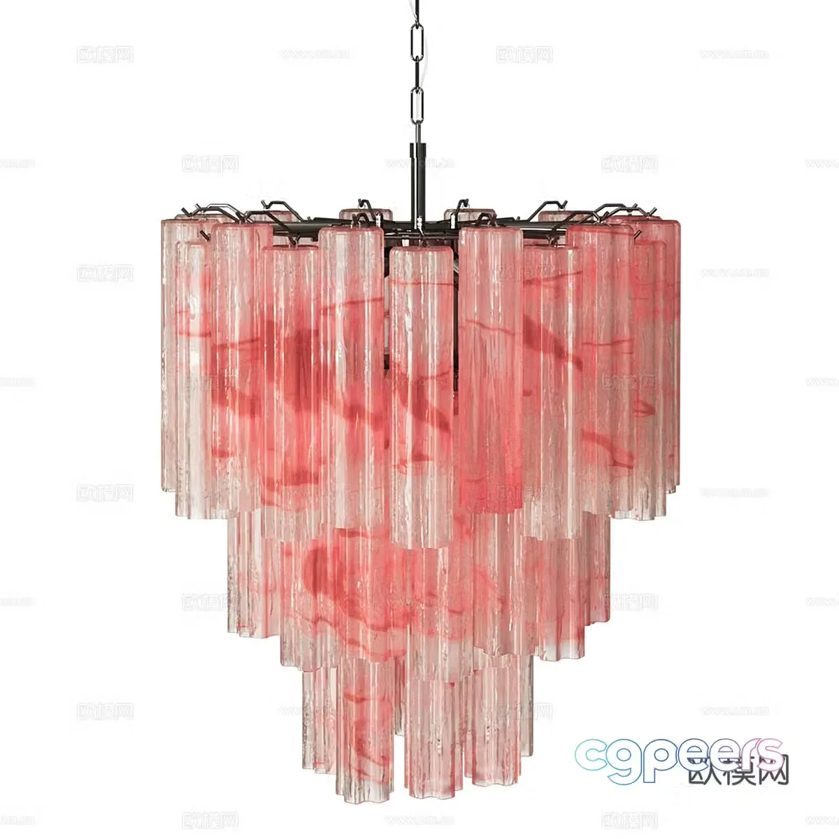 New Chinese style light luxury chandelier 3d model