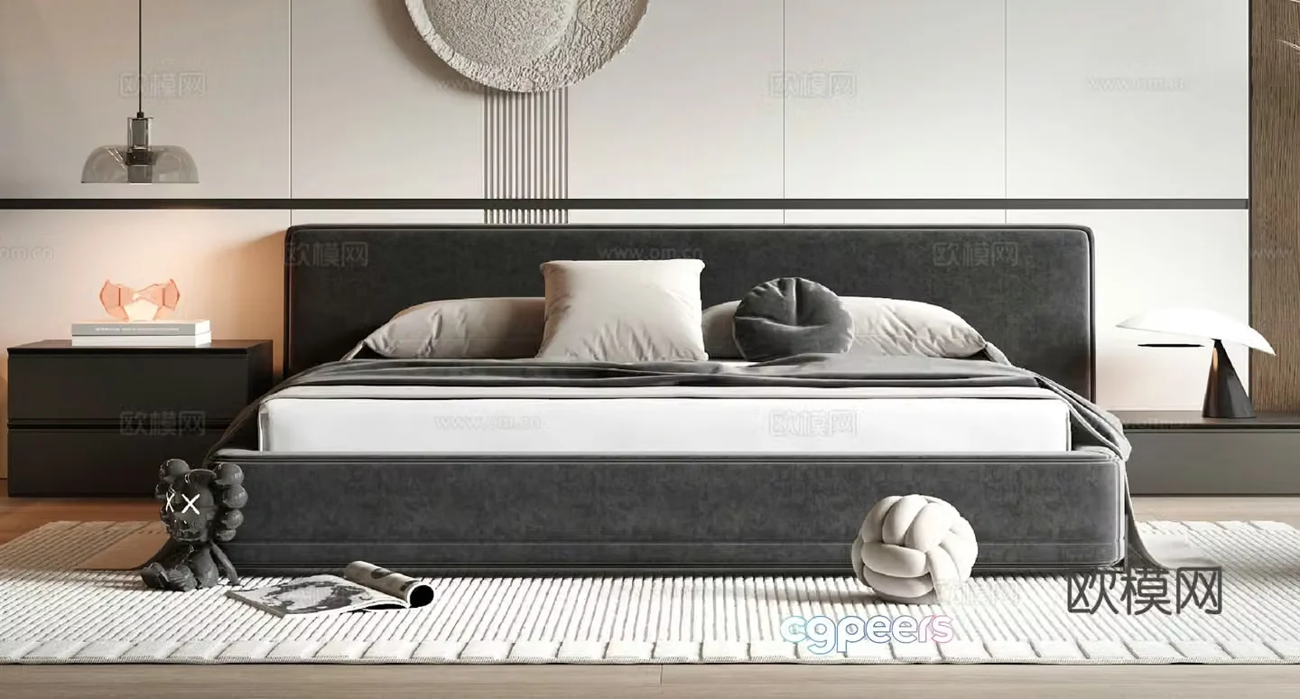 Italian double bed 3d model