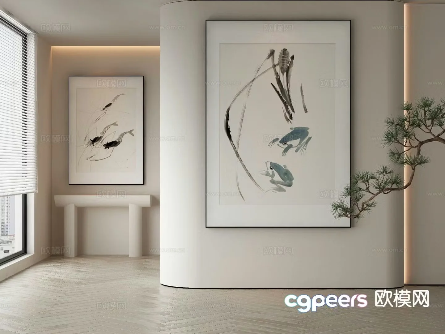 New Chinese style decorative painting ink painting 3D model