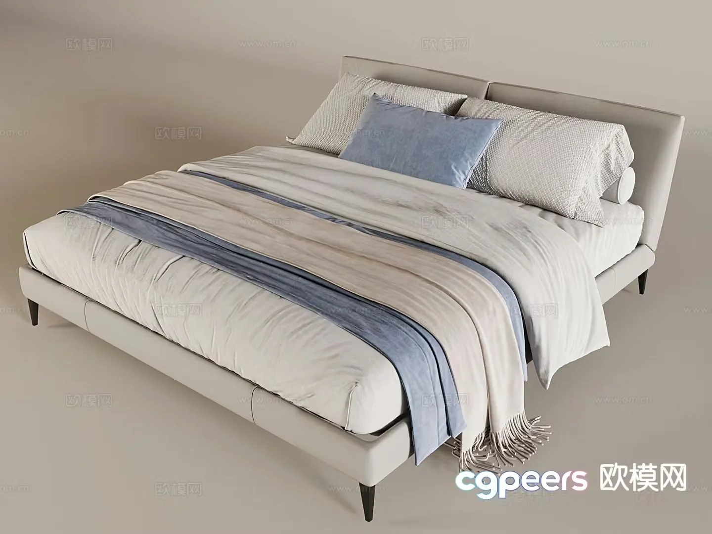Modern double bed 3d model
