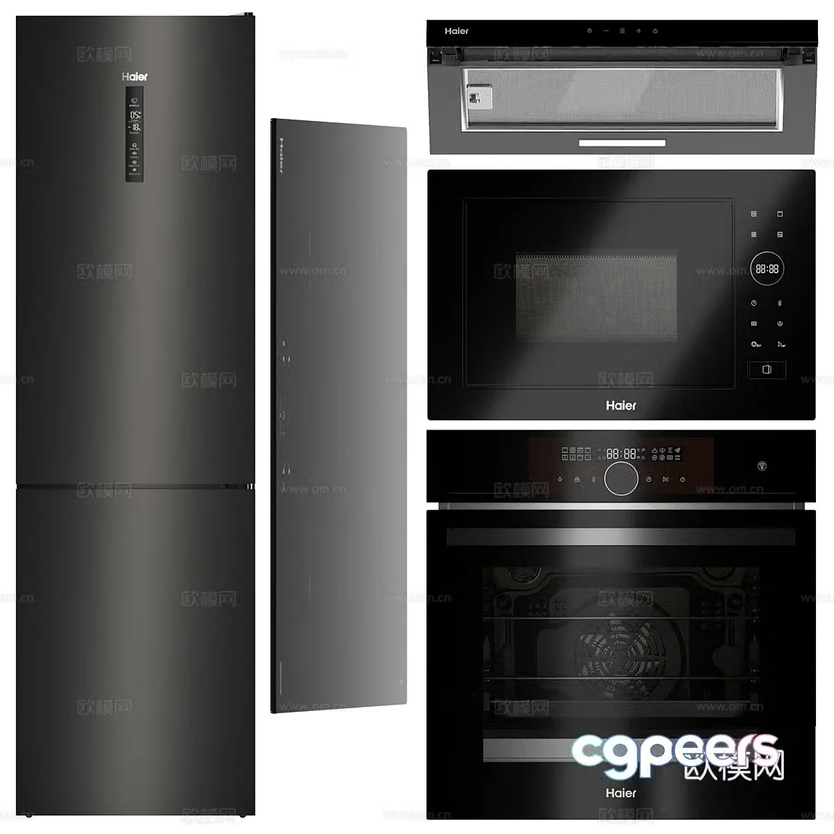 Home appliance combination kitchen appliances refrigerator small refrigerator oven microwave oven stove disinfection cabinet 3d model