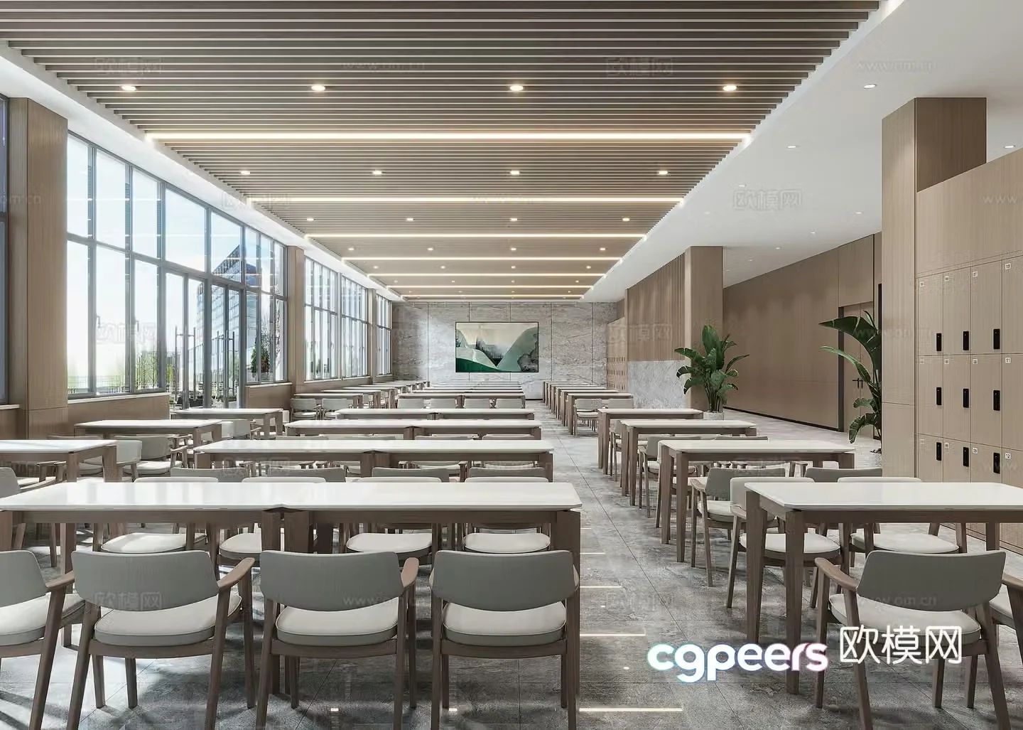 Modern cafeteria employee restaurant 3D model