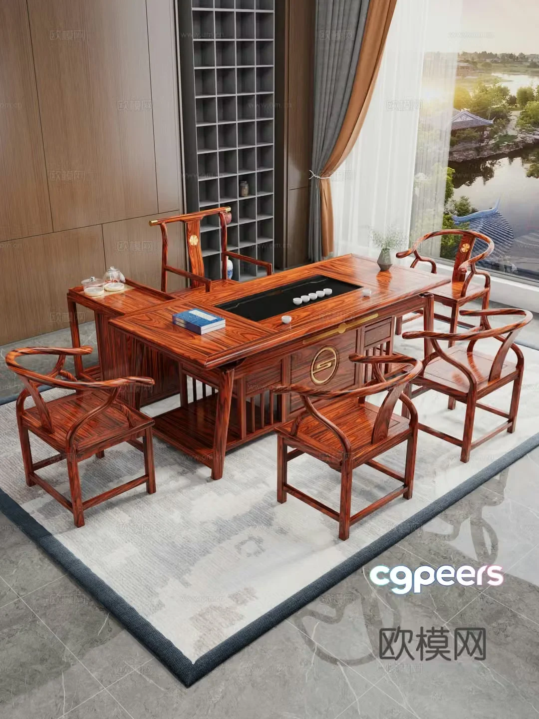 Tea table and chair combination 3D model