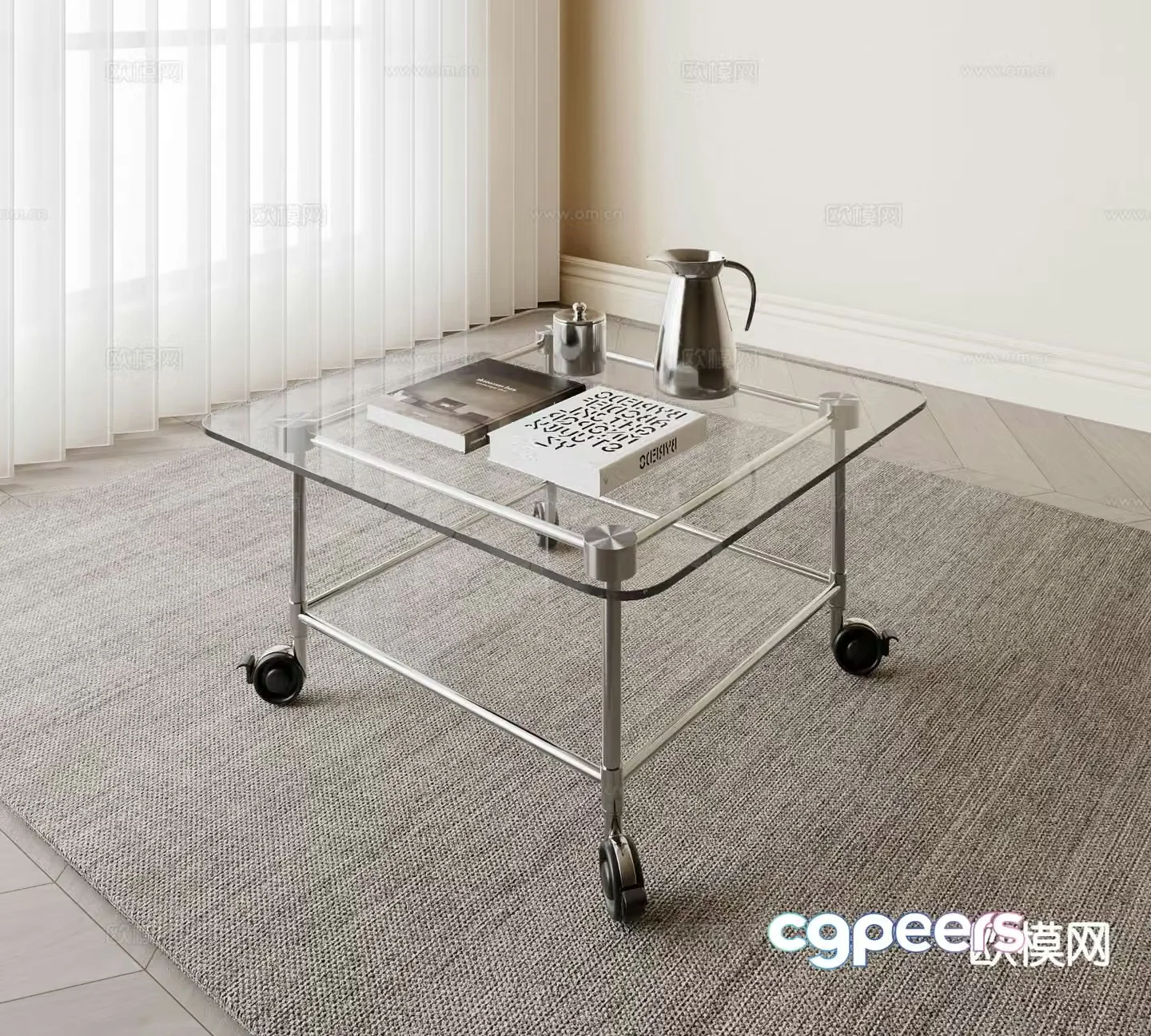 Glass coffee table mobile coffee table 3d model