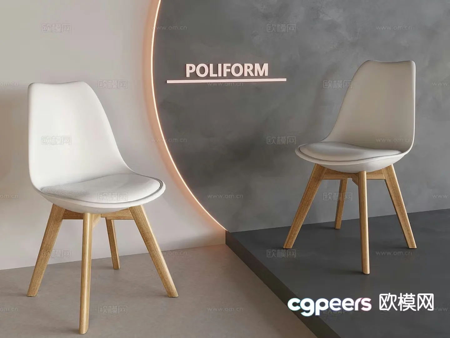 Cream style single chair dining chair 3d model