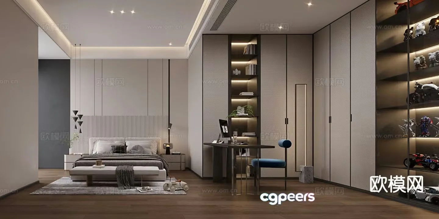 Light luxury bedroom master bedroom 3d model