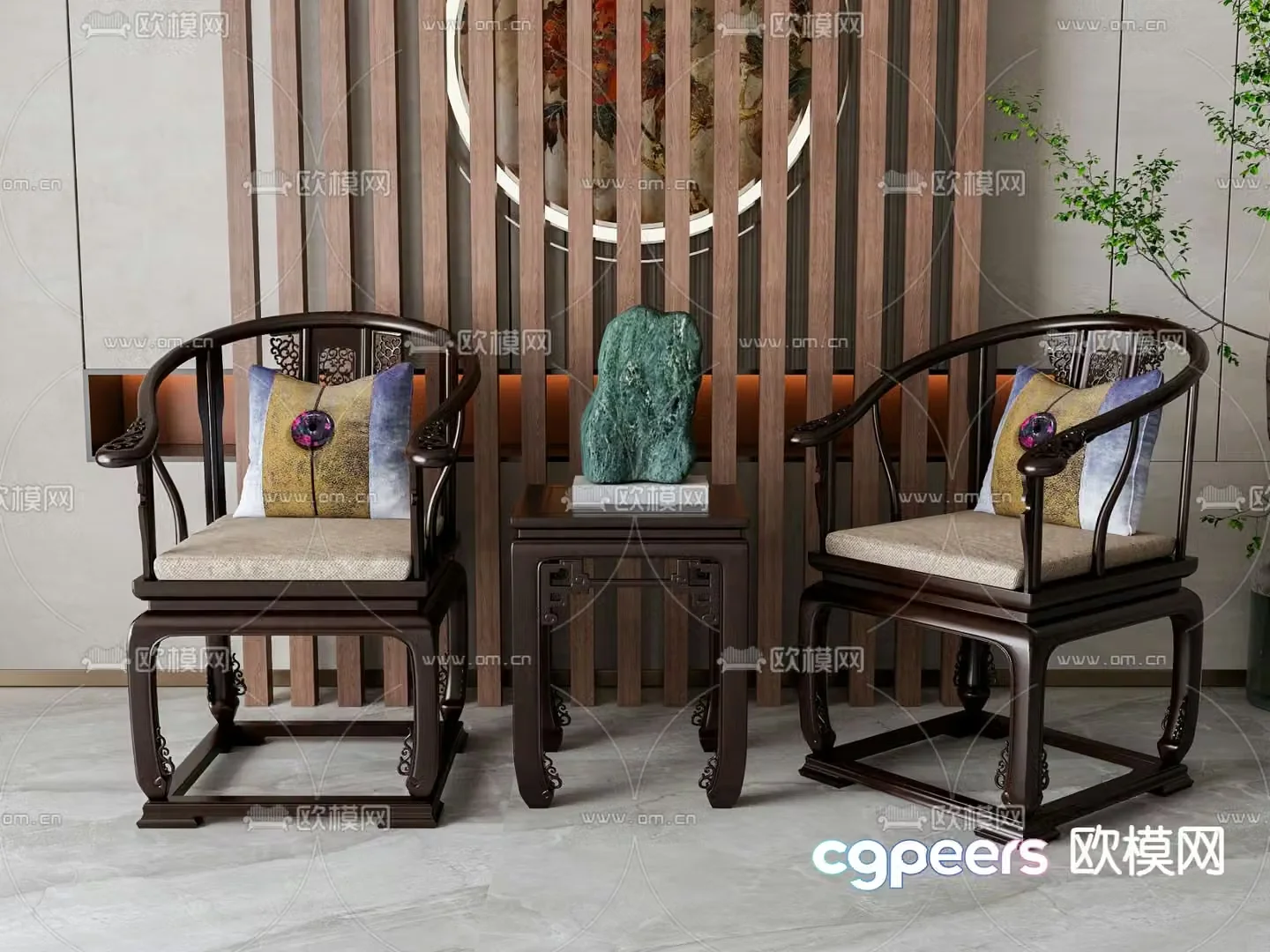New Chinese style chair arm chair single chair 3d model