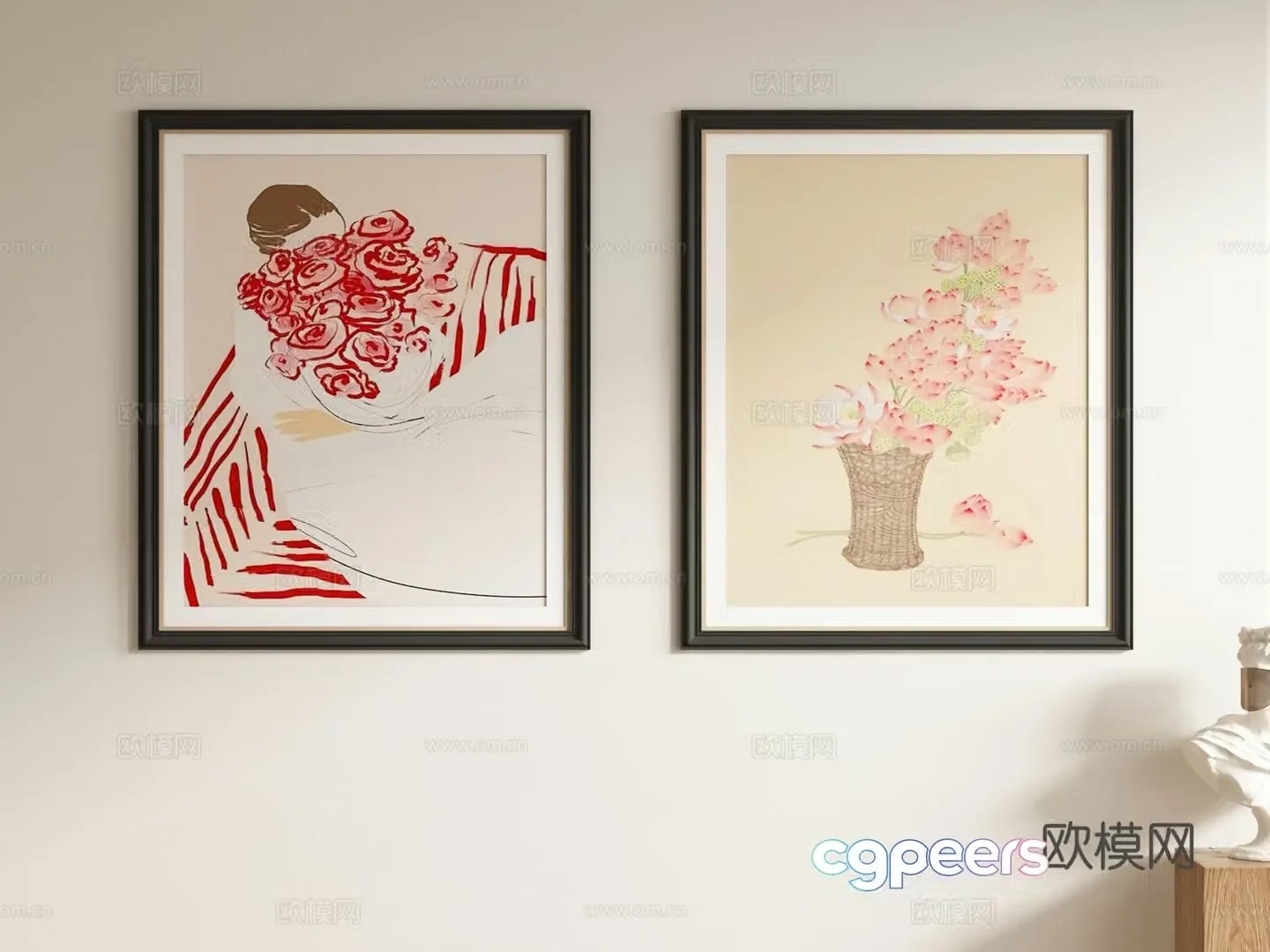Modern decorative painting hanging painting 3d model