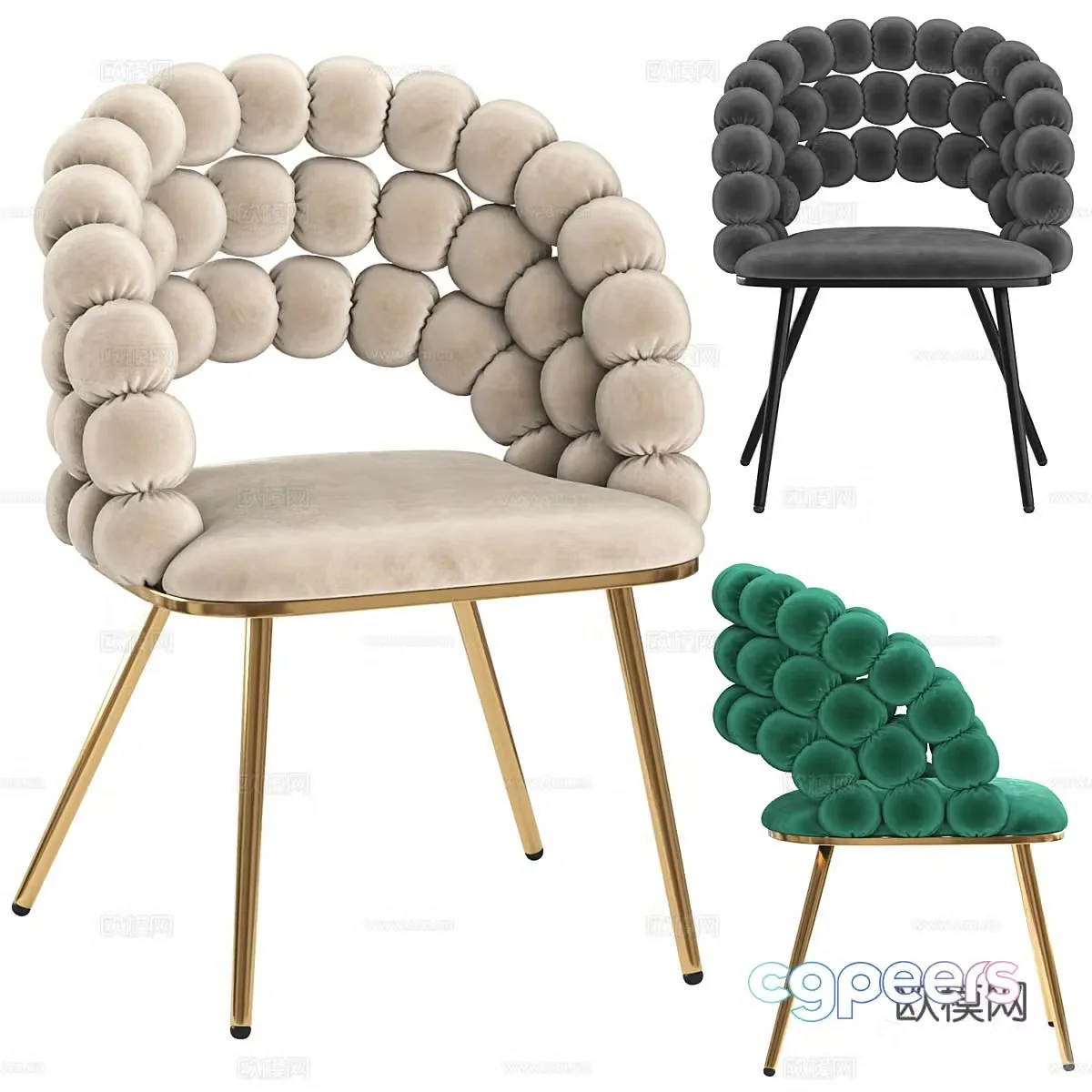 Modern single chair dining chair book chair 3d model
