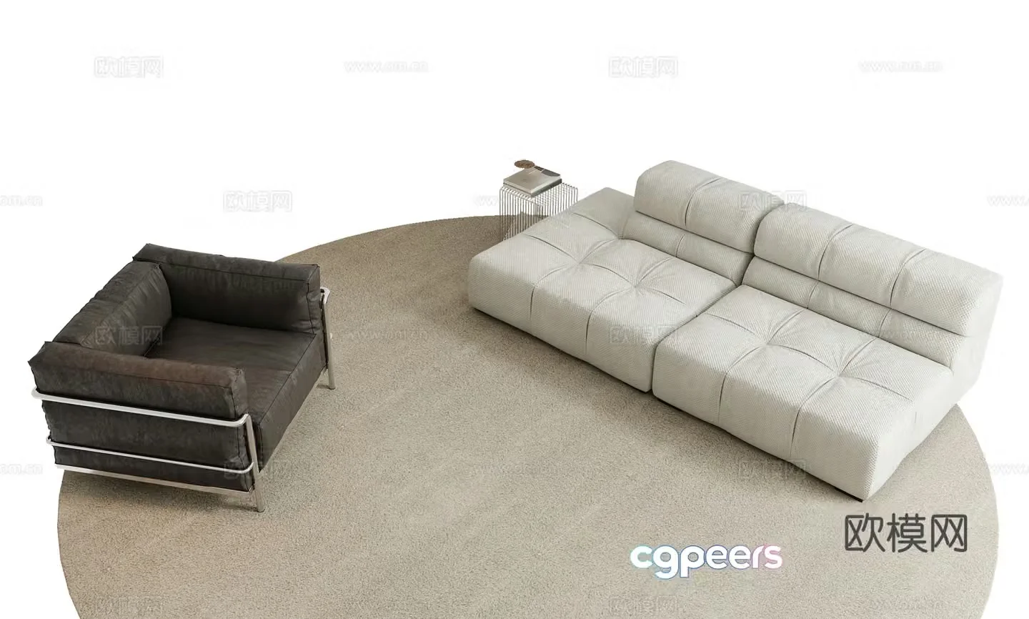 Modern Italian double sofa 3d model