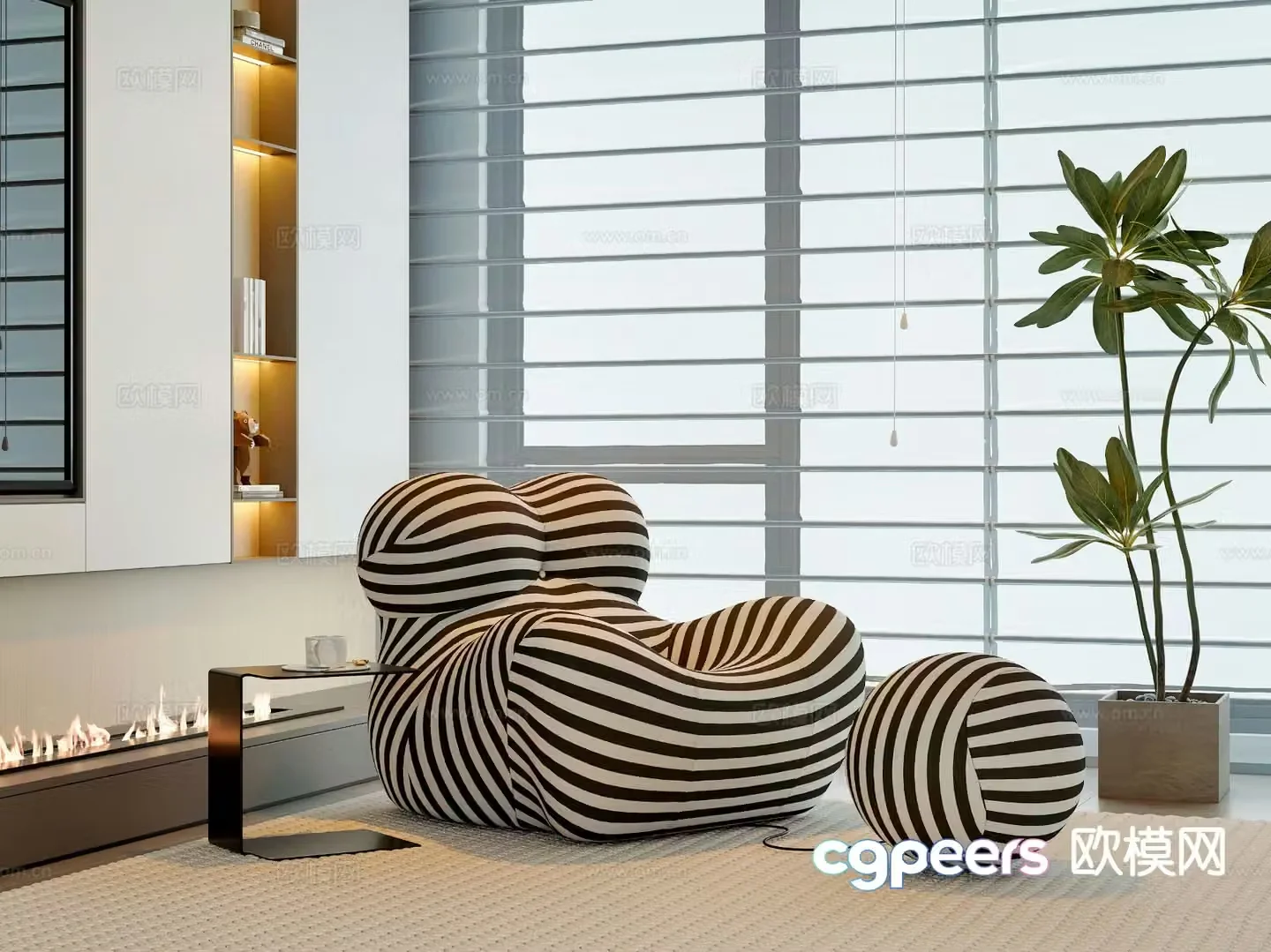 Single sofa arm sofa 3d model