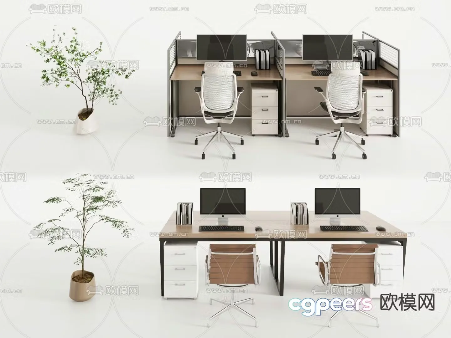 Card desk staff desk workstation 3D model