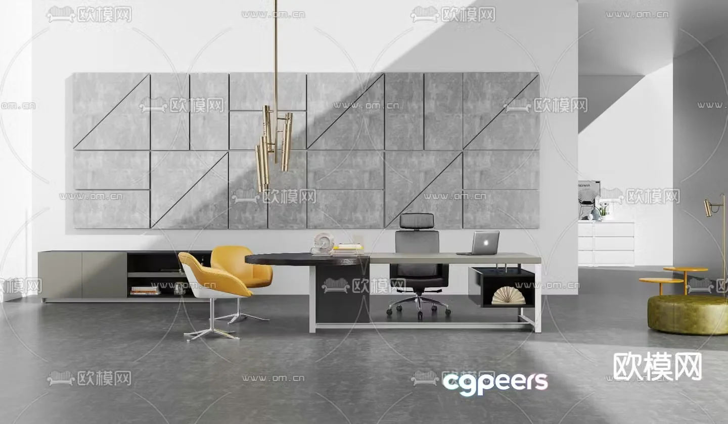 3D model of executive desk and chairs