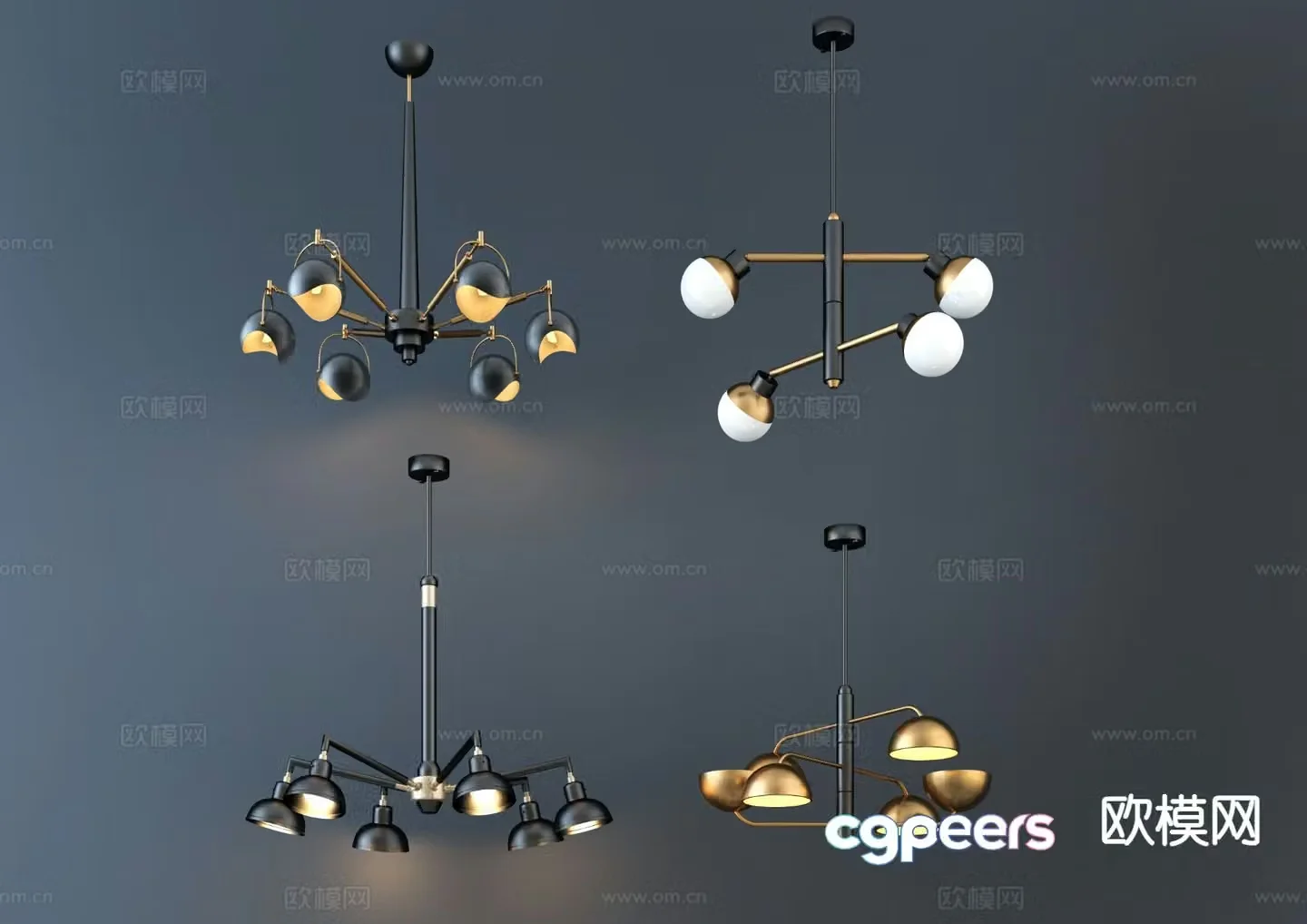 Nordic multi-head chandelier 3d model