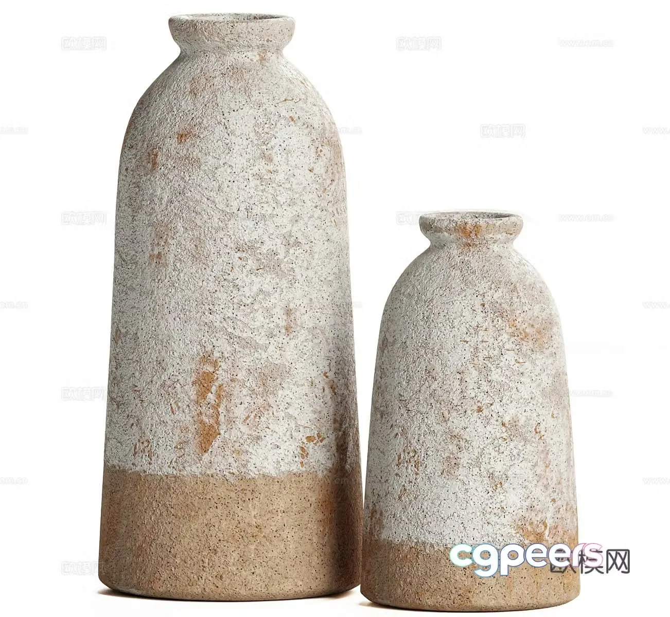 Green plant ornaments dried flowers stone vase ceramic vase indoor green plants outdoor green plants decorative 3D model