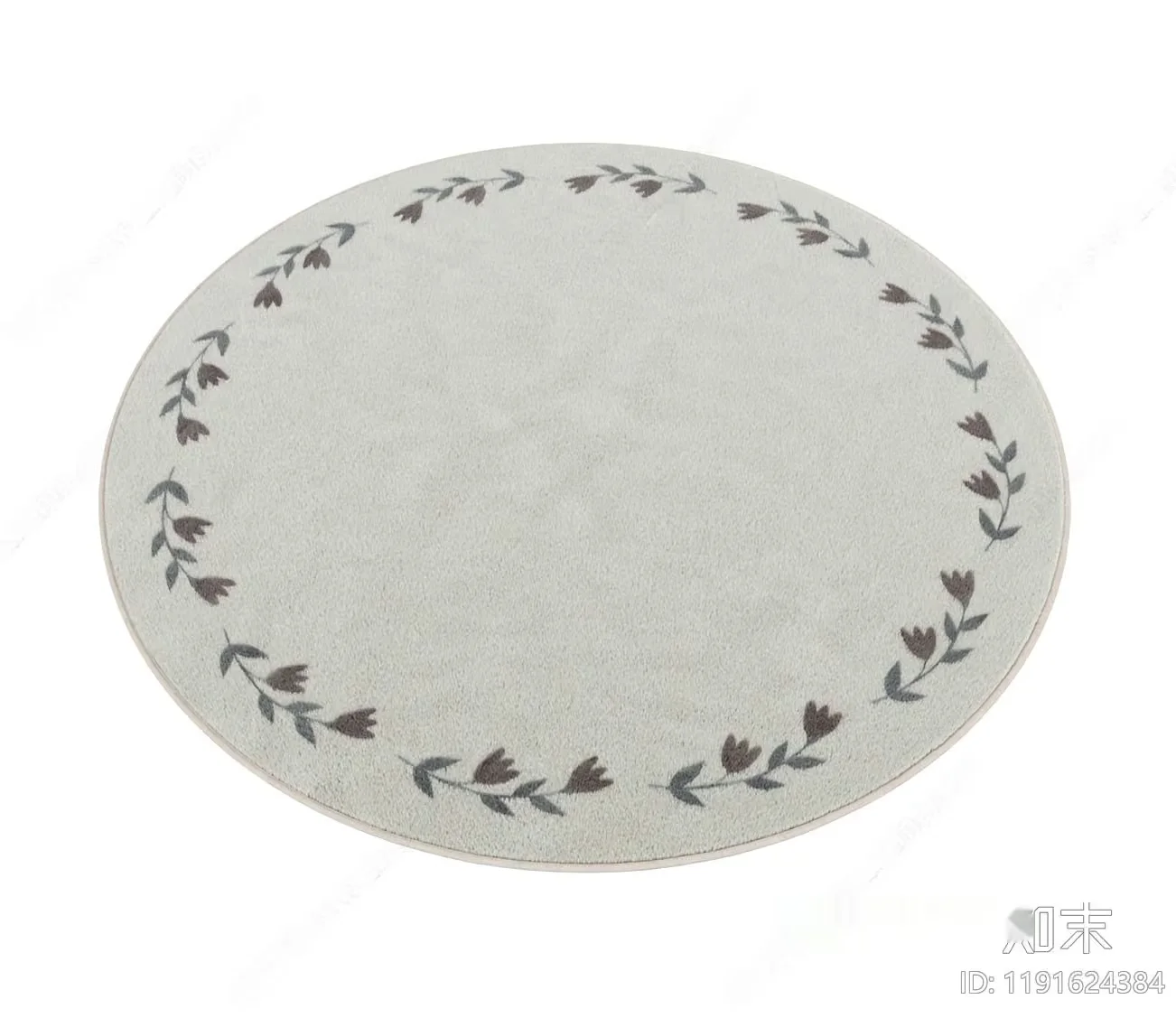A Round Rug With A Floral Pattern 3D Model – 12494 – VRAY Render