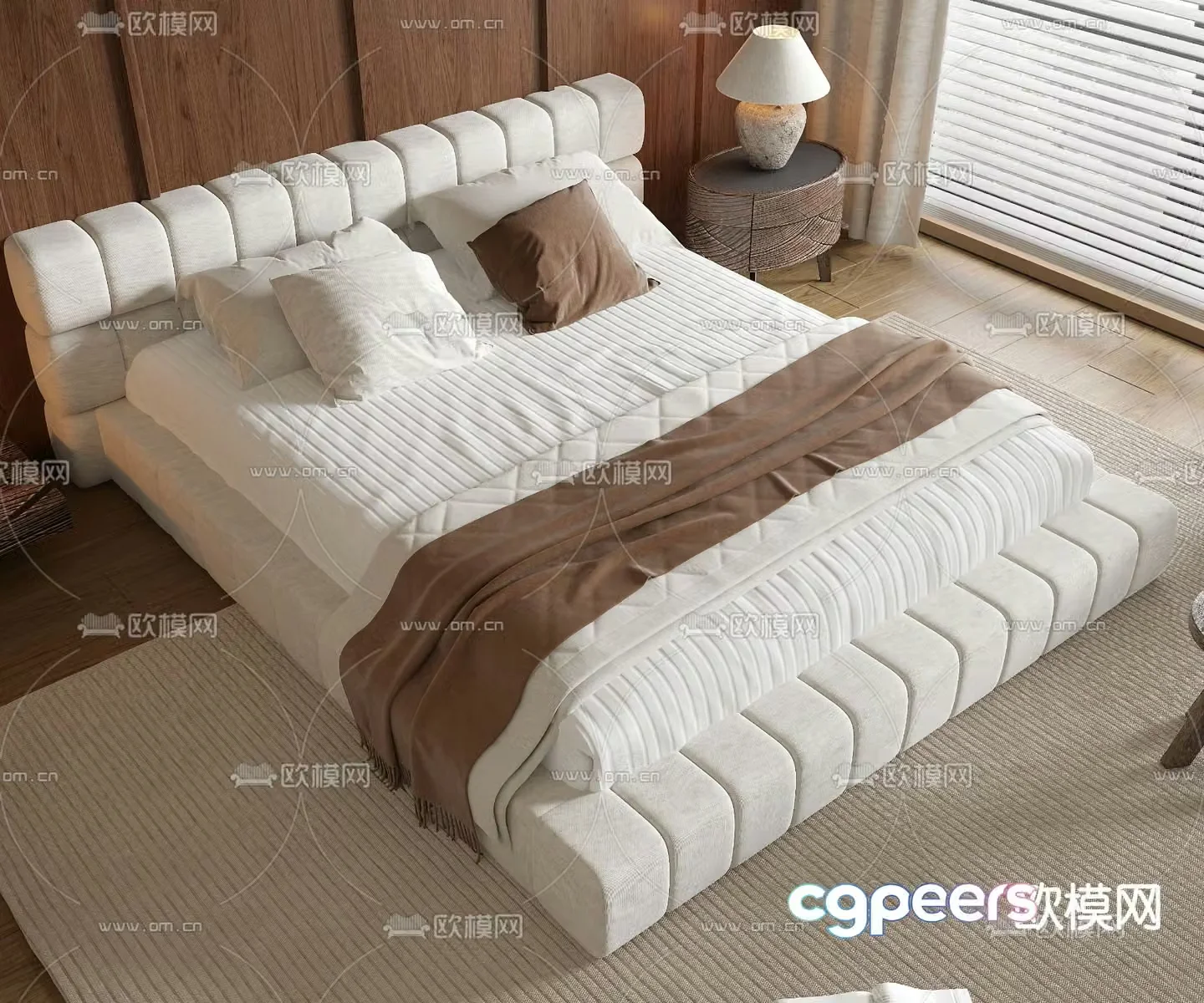Medieval style double bed 3d model