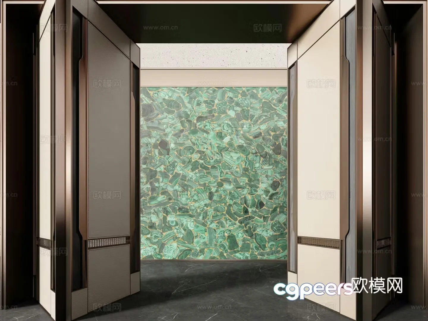 New Chinese style solid wood partition 3D model