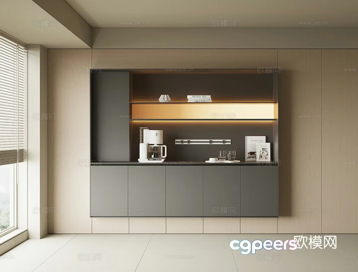 Modern wine cabinet sideboard 3D model