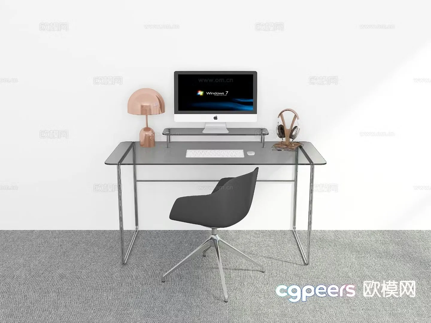 modern desk desk 3d model