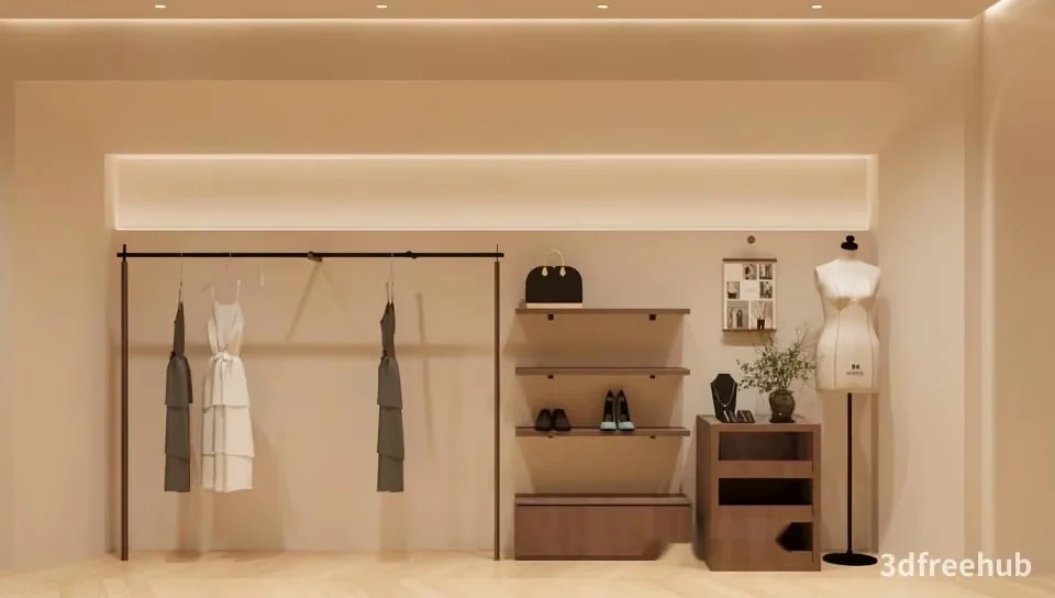 A 3D Rendering Of A Minimalist Dressing Room 3D Model – 20506 – VRAY Render