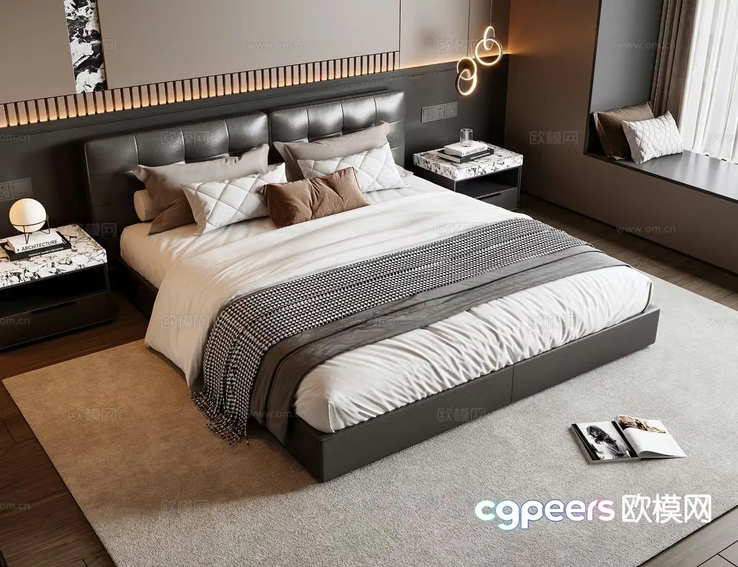 Italian double bed 3d model