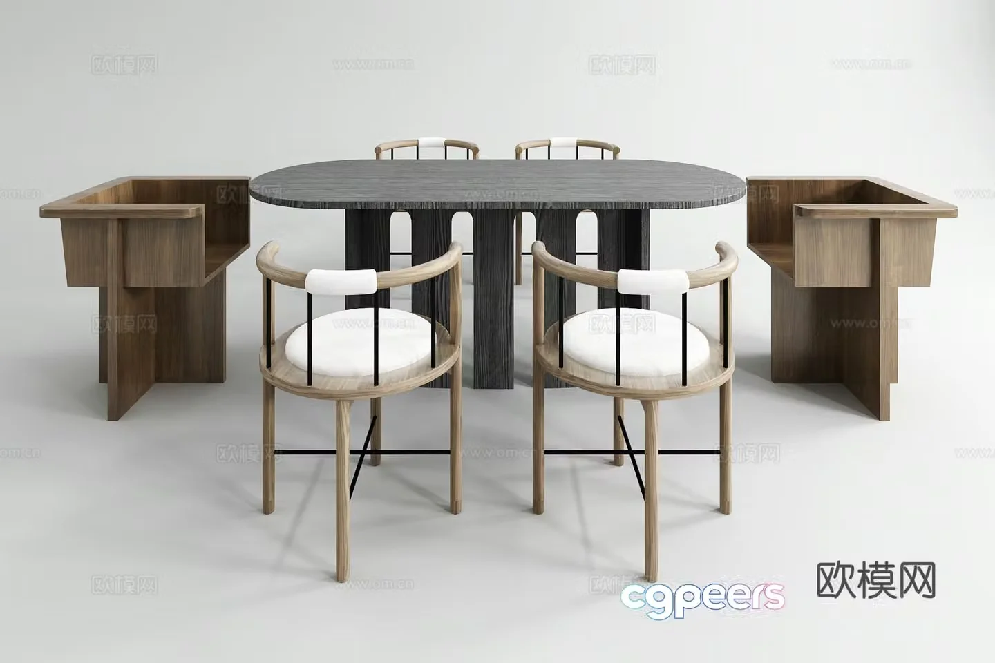 Modern table and chair combination 3D model
