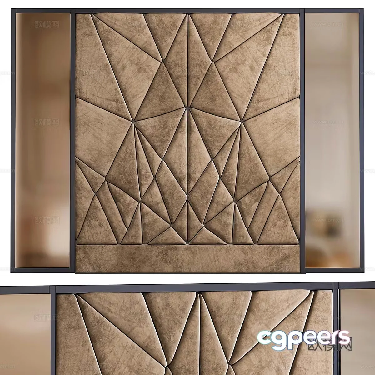 Modern light luxury hard bag bedside background wall 3d model