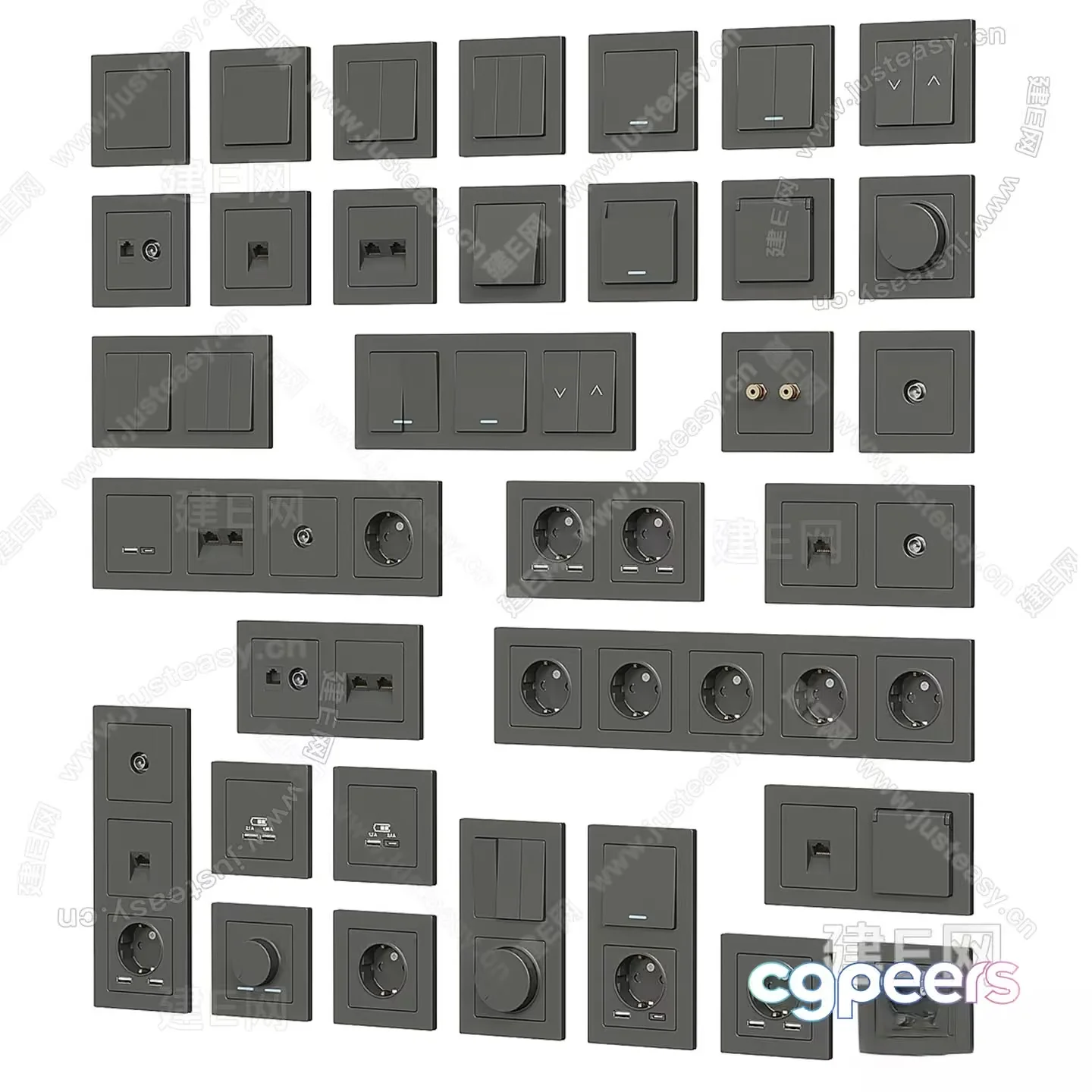 Modern Electrical Switches 3D Model – 6817 – VRAY Render