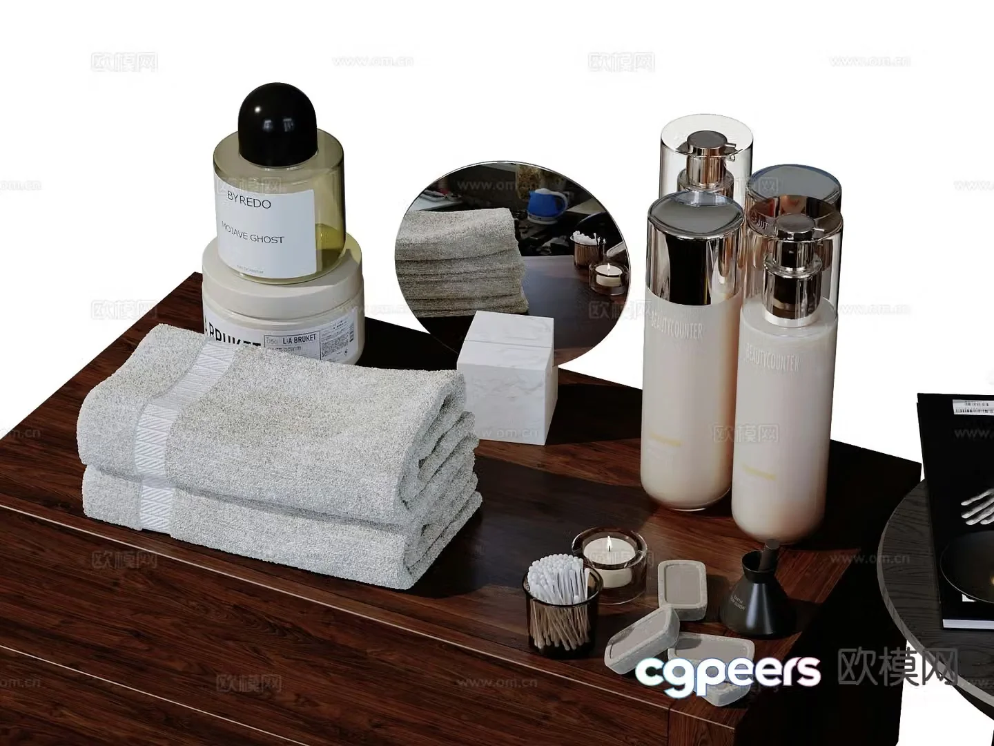 Modern bathroom accessories toiletries detergents 3D model