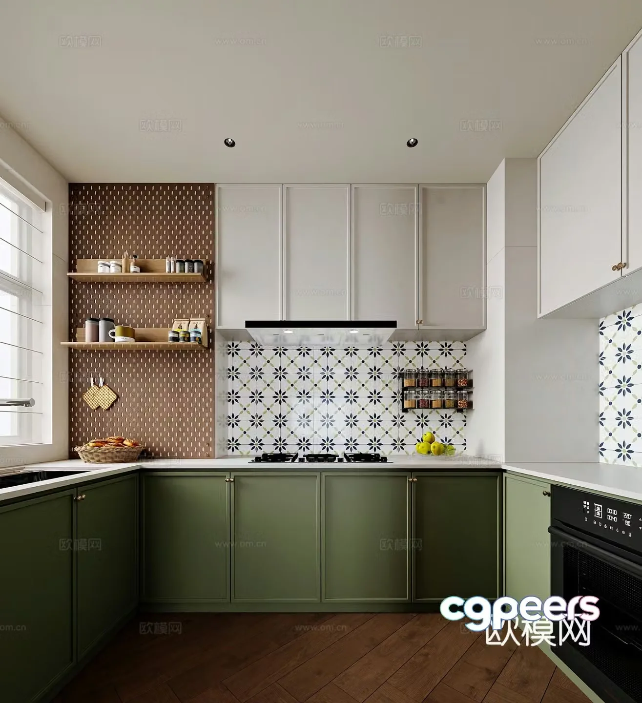 French retro style home kitchen 3d model