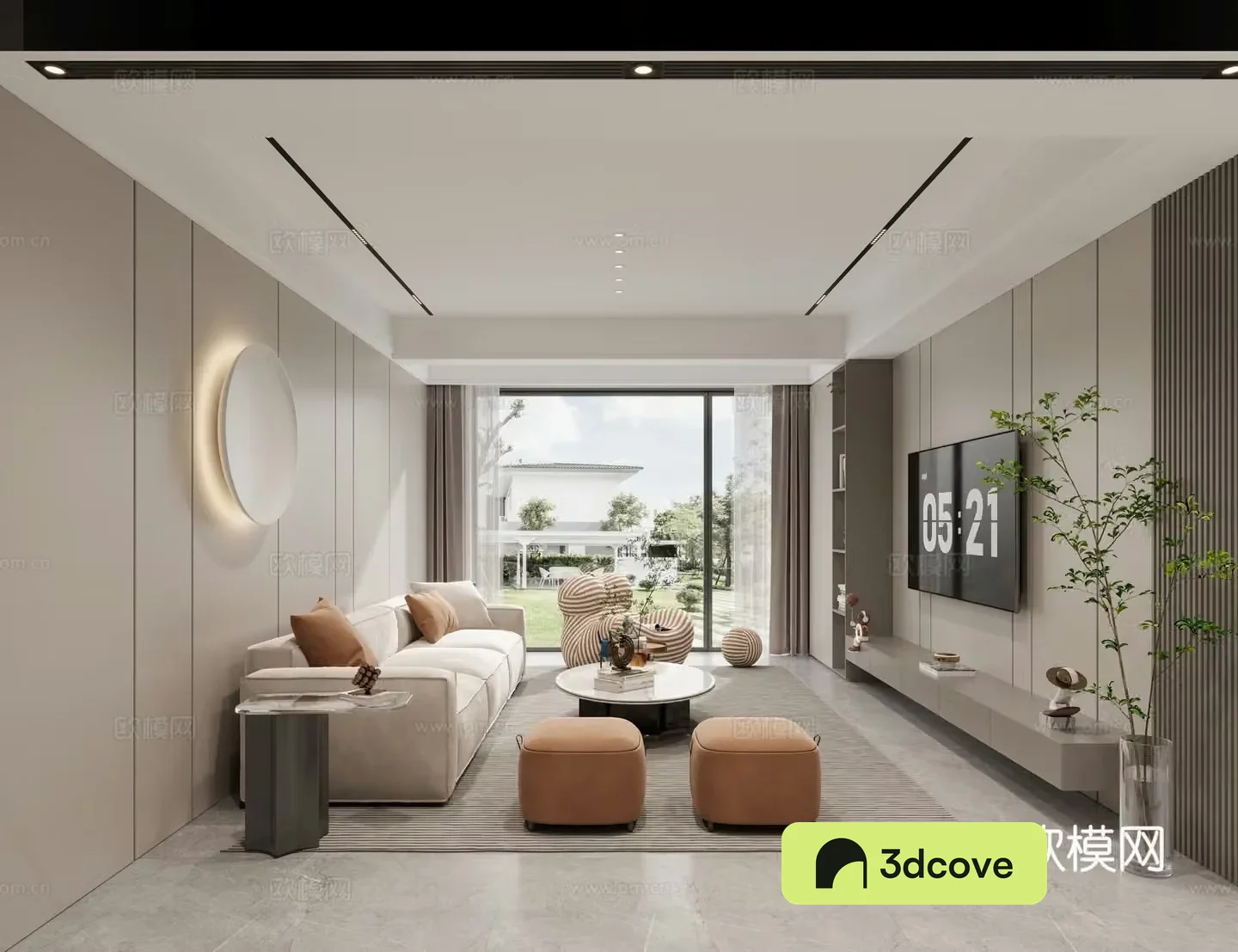 Modern living and dining room