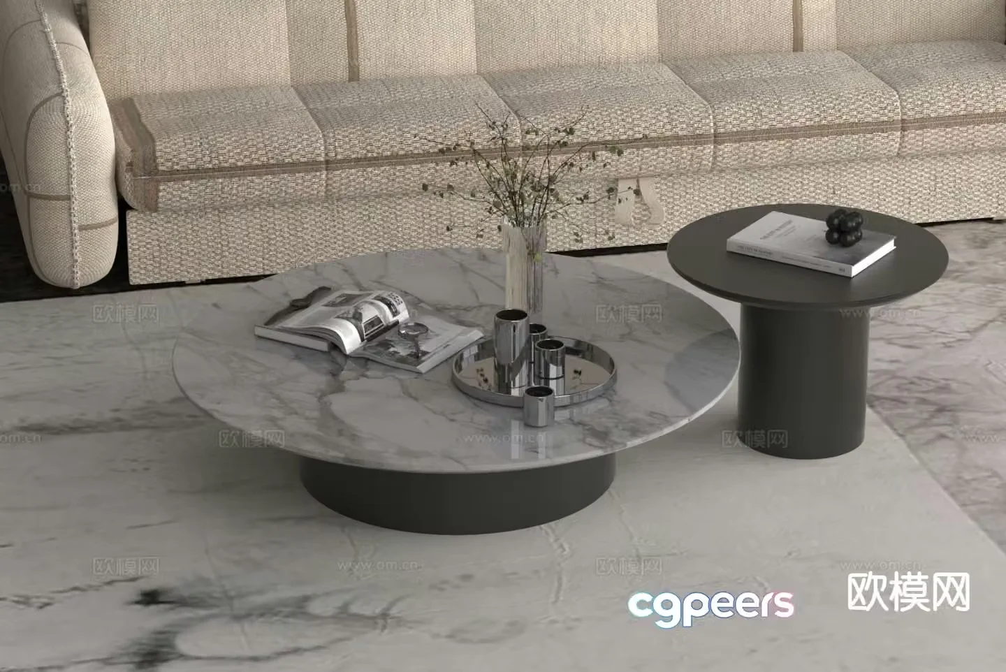 Modern double coffee table 3d model