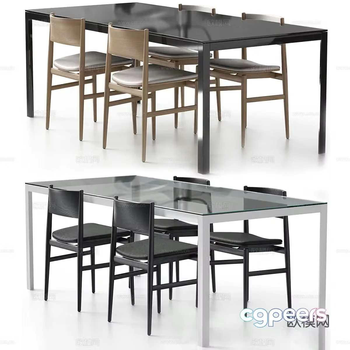Modern Italian dining table and chair 3d model