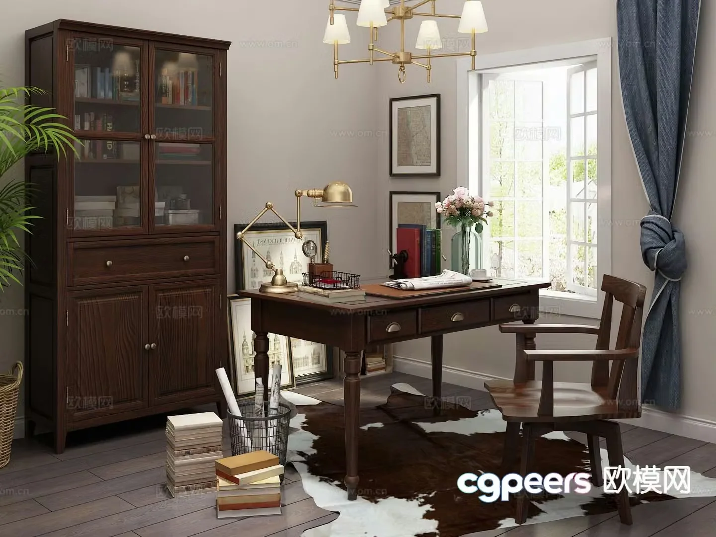 American desk desk 3d model