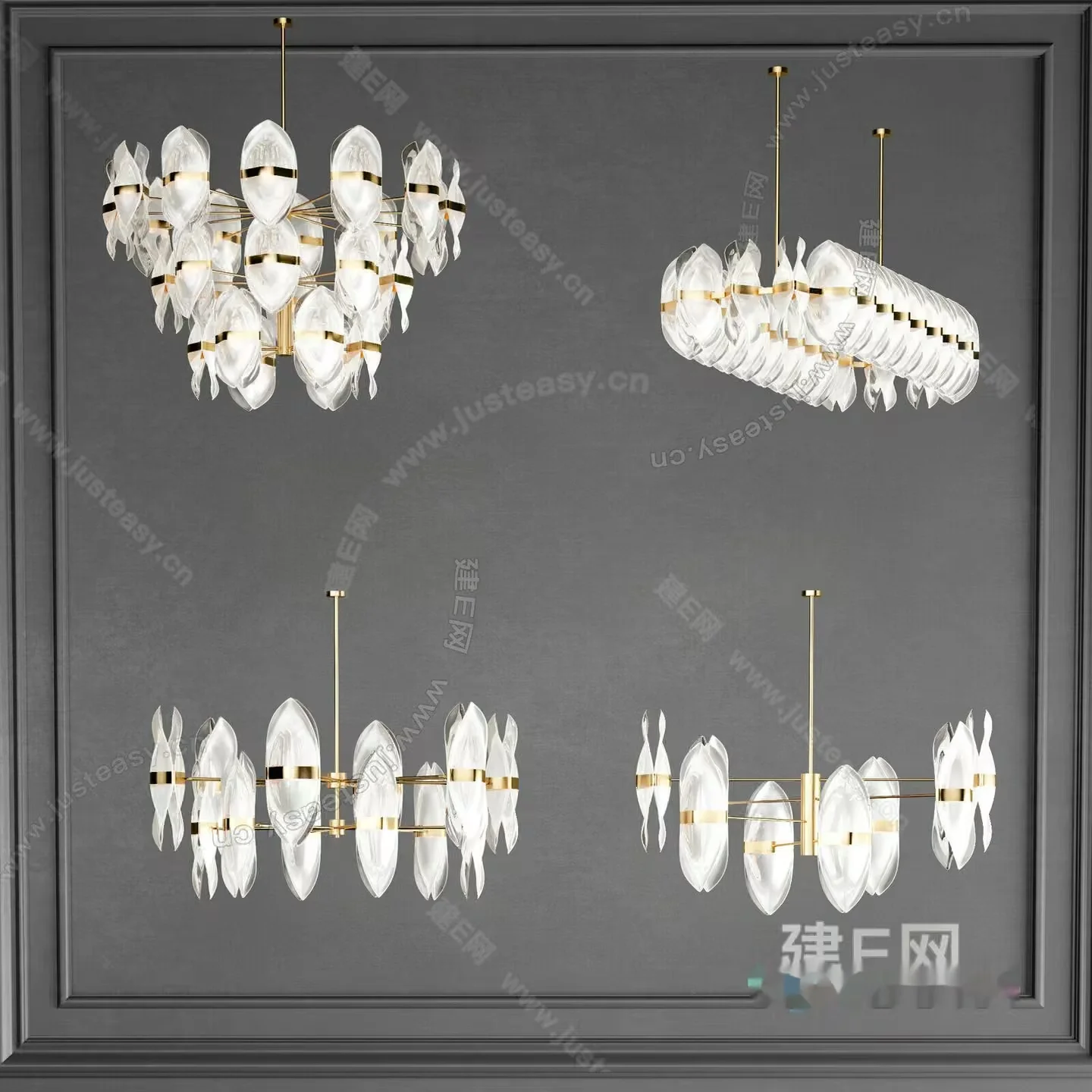 Gold Light Fixture 3D Model – 21054 – VRAY Render