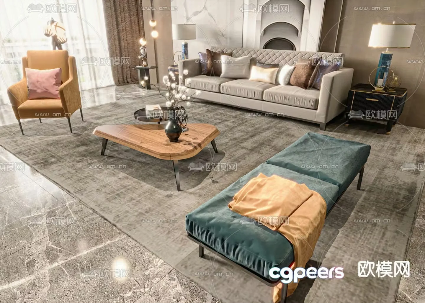 Modern sectional sofa 3d model