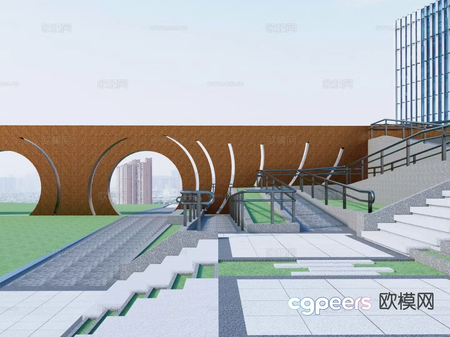 Modern park barrier free access 3d model