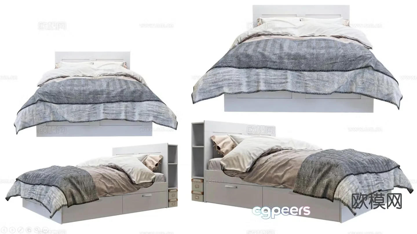 Modern double bed 3d model