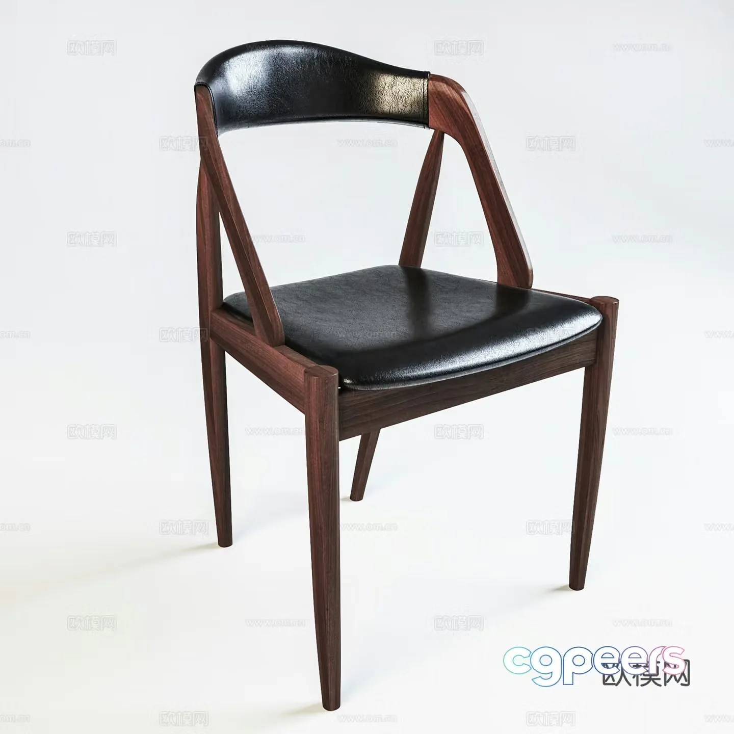 Medium style leisure chair wooden chair dining chair single chair 3d model