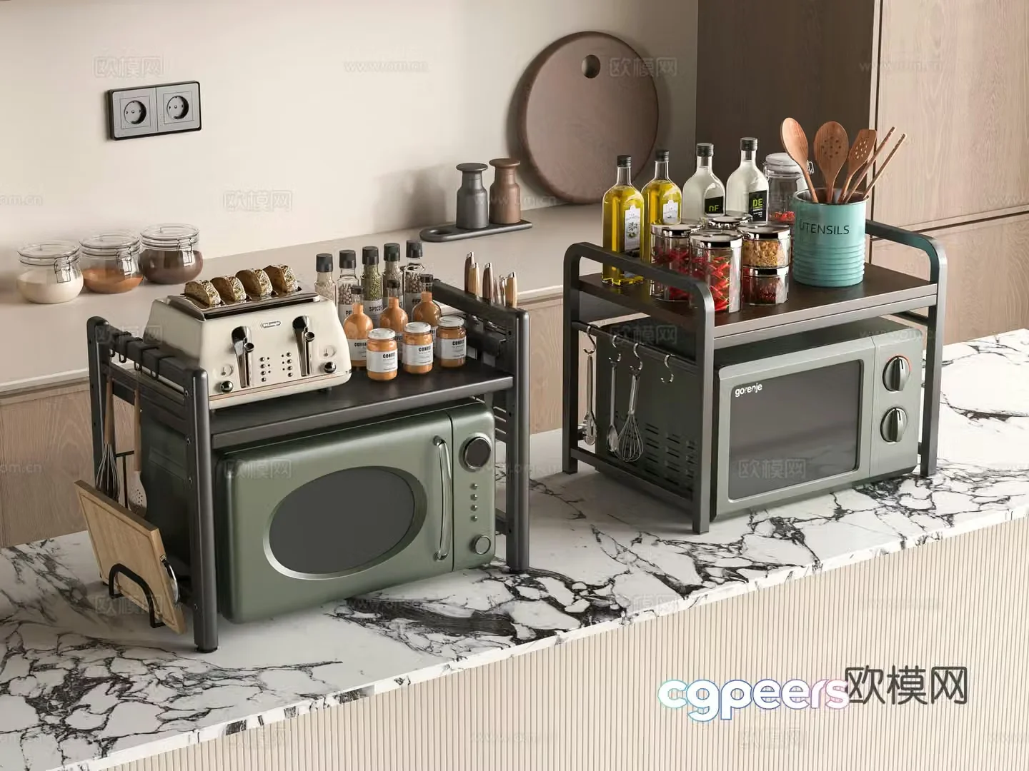 Modern kitchen shelf 3d model