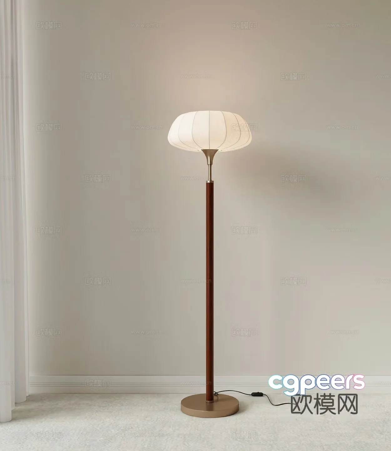 French light luxury metal floor lamp Living room floor lamp Study room floor lamp Retro floor lamp 3D model
