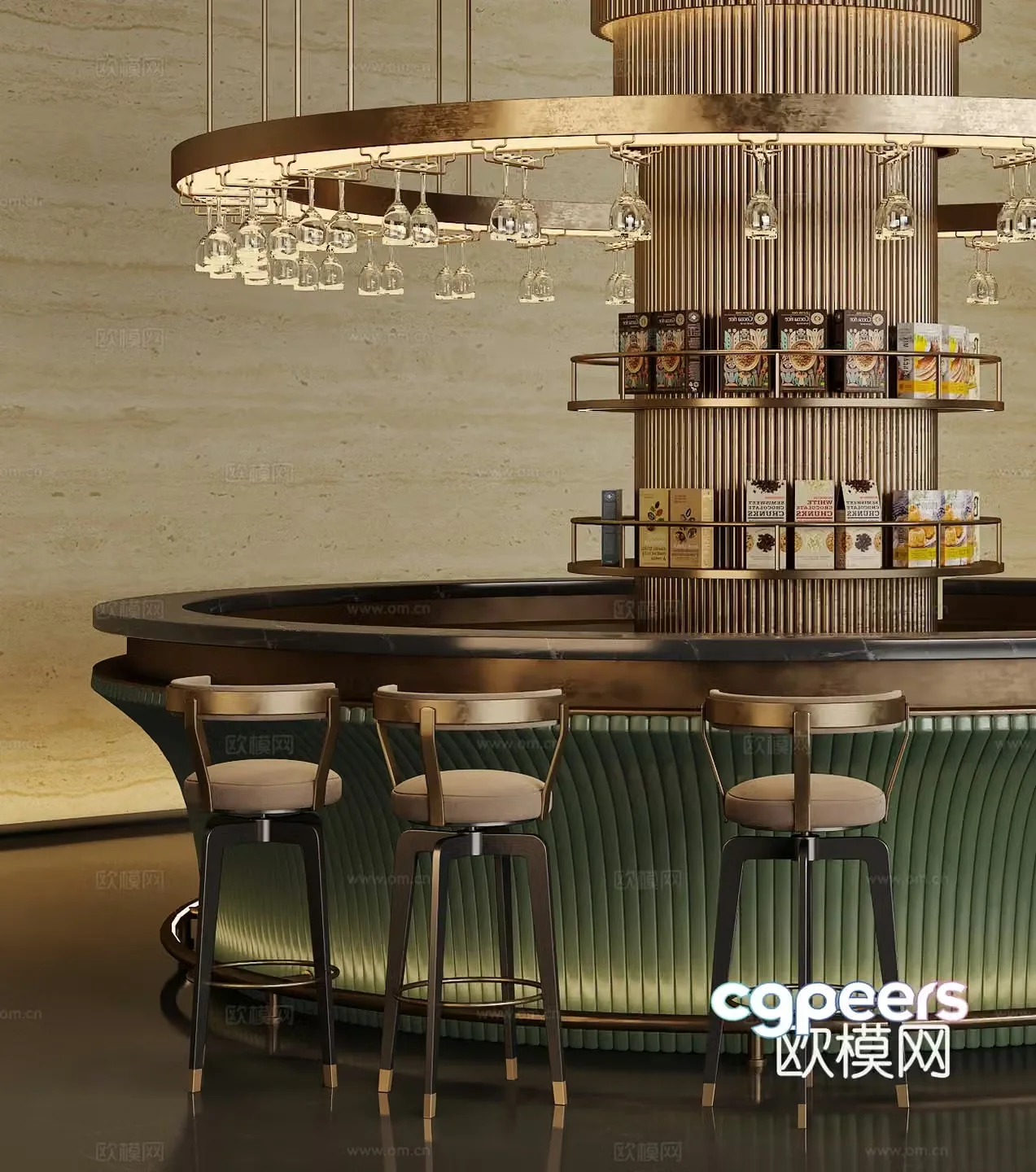Modern sales office water bar bar coffee area 3D model